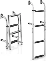 COSTWAY Klappbare 3-stufige Poolleiter, rutschfeste Bootleiter mit robusten PVC-Stufen