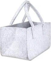 Schramm® 1 oder 2 Stück Filztasche Tasche aus Filz in hellgrau 50x25x25 cm Kaminholztasche Holzkorb Einkaufstasche Filzkorb Zeitungskorb Shopper Taschen Filztaschen, Anzahl:1