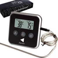 Perow - Bratenthermometer und Wecker – Schwarz – Zuckerthermometer – Lebensmittelthermometer