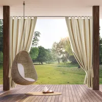 Eurofirany Vorhang GARDEN Waserfeste Outdoorvorhänge Terassenvorhänge hellbeige 155x220 cm Schlaufen  Klettverschluss