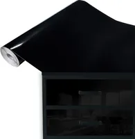 DecoMeister Einfarbige Folien - Dekorfolie - Selbstklebefolie für Küchenfronten - Möbelfolie - Meterware - 90x100 cm Schwarz Glanz