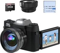 Fine Life Pro Digitálny fotoaparát 4K 48MP, Kompaktný fotoaparát s 64G SD kartou, Fotoaparát Videokamera pre tínedžerov, začiatočníkov, dospelých