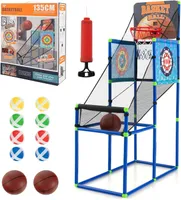 GOPLUS 2 in 1 Basketballspiel Set, Arcade Basketball Spiel mit Punktezähler, 2 Basketbälle, 1 Pumpe, 2 Zielscheiben, 8 Klettbälle, Basketballautomat für Kinder ab 3 Jahren, Drinnen & draußen
