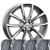 4 kompletne koła zimowe Astana 8x18 ET 48 5x112 srebrne tytanowe polerowane z 225/40 R18 92V Hankook Winter i*cept evo3 W330 XL F do Audi A3 RS 3 S3 TT