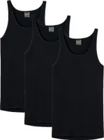 SCHIESSER Herren Unterhemd 3er Pack - Sport-Jacke, ohne Arm, Original Feinripp, einfarbig Schwarz S