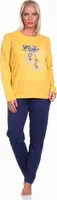 Damen langarm Schlafanzug Pyjama mit Frontprint - 212 201 10 900 ; gelb , 44