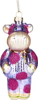 BRUBAKER Kuh im Strickanzug Pink - Handbemalte Weihnachtskugel aus Glas - Christbaumschmuck Figuren lustig Deko Anhänger Baumkugel - 13 cm