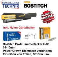 Bostitch Hammertacker, Schlagtacker  H30-8D6 10 mm - Set mit Klammern und Holster, robust und leicht