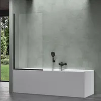Mai & Mai Duschwand für Badewanne Sicherheitsglas mit NANO-Versiegelung Duschabtrennung Badewannen-Aufsatz 80x140cm Duschwand Schwarz Cortona201