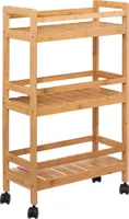 Kuchyňský regál na kolečkách LINHA, 3patrový, bambusový
