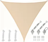 5x5x5 UV Sonnensegel Dreieckig Atmungsaktiv - Sonnenschutz Segel mit Befestigung