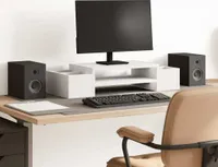 vidaXL Stojan na monitor s úložným priestorom Biely 70x27x15 cm Materiál na báze dreva