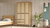 Skye Decor, On15-Su, Kleiderschrank, 100 % MELAMINBESCHICHTETE SPANPLATTEN, Nussbaum, 112,2 x 55 x 195,6 cm