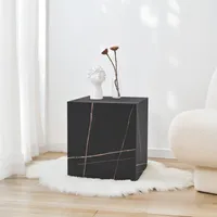 Beistelltisch 'Ellelu' Würfel 45 x 40 x 40 cm MDF Marmoroptik in Schwarz