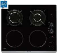 BRANDT BPI6413BM - Kombination Induktions- / Gasherd - 4 Bereiche - B 51 x T 58 cm - Glasbeschichtung - Schwarz