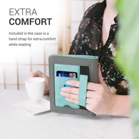 kwmobile Hülle kompatibel mit Tolino Vision 1 / 2 / 3 / 4 HD Hülle - Flip Case mit Handschlaufe - Kunstleder Cover - Mintgrün Dunkelgrau