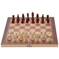 Schachspiel Holz Schach Tragbares Schachbrett Backgammon Reiseschach 29x29cm DE 