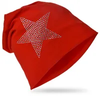 Kinder Beanie StrassStern Rot S
