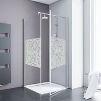Schulte Duschkabine Drehtür mit Seitenwand, , 5 mm Sicherheitsglas (ESG), 80 x 80 x 192 cm, Profilfarbe: Alu-Natur, Glasart: Dekor Circular