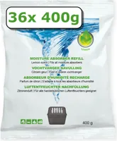 36x Luftentfeuchter Nachfüllung - 400 Gramm - lemonduft - Granulat im Vliesbeutel - Feuchtigkeit Absorber Nachfüllpack
