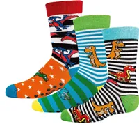 TippTexx 24 6 Paar ABS Kinder Stoppersocken, Strümpfe mit Noppensohle, Dinos, Größe 27-30
