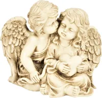 Engelspaar mit Herz Figur sitzend ca. 21,5 cm Engelfiguren