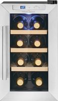 ProfiCook® Weinkühlschrank für 8 Flaschen, Getränkekühlschrank mit UV-beständiger Glastür, mit LED-Beleuchtung u. 4 Lagerebenen davon 3 herausnehmbar, Bereich: 11-18°C, 23L - PC-WK 1233