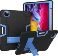 Pouzdro pro iPad Pro 12,9 6th / 5th / 4th / 3rd Gen (2022/2021/2020/2018), Hybridní třívrstvé robustní nárazuvzdorné ochranné pouzdro se stojánkem černé modré