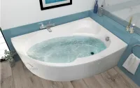 ECOLAM Badewanne Eckbadewanne Eckwanne Rechteck Wanne Acryl Carmen 170x100 RECHTS Schürze Füße Silikon Ablaufgarnitur GRATIS