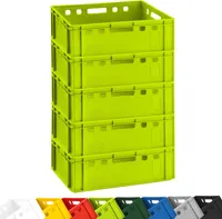 5x Fleischkiste E2 Metzgerkiste 60x40x20cm lebensmittelecht, robust, stapelbar - Universal Lagerkiste Eurobox aus Deutschland, Farbe:hellgrün