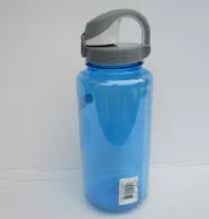 NALGENE Trinkflasche 1 Liter NEU mit OTF Trinkverschluss Flasche Blau Verschluss Grau/Weiss