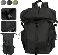 NULSTA Herren RollTop Rucksack Große 20L-30L, Rolltop Backpack Leicht Wasserdicht mit 15,6 Zoll Laptopfach, Reiserucksack Daypack für Motorradfahren Radfahren Reisen Freizeit Camping Wandern, Schwarz