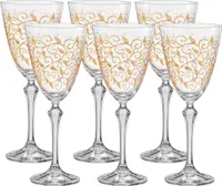 Weißweingläser Bohemia Kristall, Weinglas, Model Leaves Gold, Gold Gravur, 6er Set, 250 ml