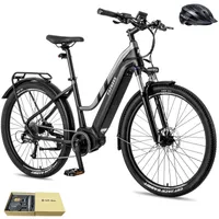 City E-Bike 27,5 Zoll mit Mittelmotor ANANDA Pedelec Rostfreie Aluminiumlegierung bis zu 100 - 120 km Wasserdicht IP54 Unisexfahrrad 9 Gang, Schwarz