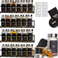 4er Set Gewürzregale aus Edelstahl mit Gewürzdosen, Küchenorganizer, Gewürzregale mit 24 Gewürzdosen, 280 Etiketten, Pinsel, Trichter - Deco Haus