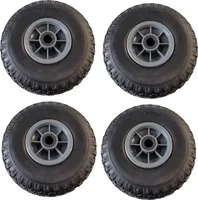 4x Sackkarrenrad Vollgummi 260x85 mm 3.00-4 PolyurethanErsatzrad Rad Reifen Achslager 75 mm grau
