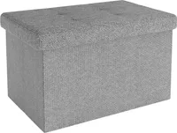 Intirilife Faltbare Sitzbank 49x30x30 cm in FELS GRAU - Sitzwürfel mit Stauraum und Deckel aus Stoff mit Mulden - Sitzcube Fußablage Aufbewahrungsbox Truhe Sitzhocker