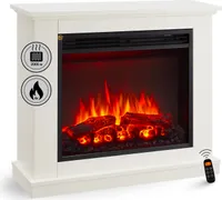 BALDERIA Elektrokamin Phanos | Elektrischer Standkamin, 3D-Flammeneffekt, dimmbar, Ambientebeleuchtung, Heizung 2000W, Timer, Thermostat | Weiss