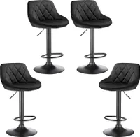 4er-Set Barhocker Barstuhl Tresenhocker Küchenstühle Samt Hocker Höhenverstellbar Chorm- Schwarz