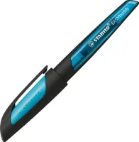 Schulfüller mit Standard-Feder M - STABILO EASYbuddy in schwarz/himmelblau - Schreibfarbe blau (löschbar) - Einzelstift - inklusive Patrone