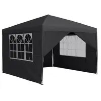 UISEBRT Pavillon 3x3m Wasserdicht Gartenpavillon Anthrazit Pop-Up Faltpavillon Gartenzelt Partyzelt Stabil UV-Schutz Faltbar höhenverstellbar für Garten