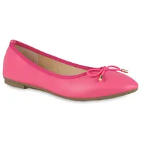 VAN HILL Damen Klassische Ballerinas Schleifen Slippers Kunstleder Schuhe 838467, Farbe: Fuchsia, Größe: 42
