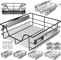 KESSER® Teleskopschublade ✓ Küchenschublade ✓ Küchenschrank ✓ Korbauszug ✓ Schrankauszug ✓ Vollauszug ✓ Schublade, Schwarz, 1x 50cm