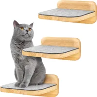 HAPPYPET Katzentreppen 3er-Set - Designer Kletterwand Katzen, Katzentreppe mit Filzbezug, Katzenleiter, Katzenwand zum Klettern, Größe L  22 x 24 cm