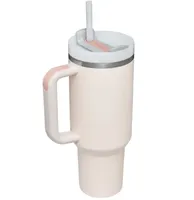 2Stk Isolierbecher, Doppelwandiger Edelstahl-Reisebecher mit großem Fassungsvermögen von 40 oz und Strohhalm ,pink