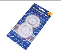 72 Stecknadeln Stecknadelrad 2er Pack, 1x 32 Stück, 30mm lang, 1x 40 Stück, 37mm lang, farbig sortiert auf Blisterkarte
