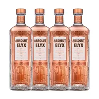 Absolut Vodka Elyx 4er Set, Premium Wodka, Schnaps, Spirituose, handdestilliert, Alkohol, Alkoholgetränk, Flasche, 42.3%, 4 x 1 L