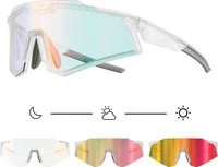ROCKBROS Fahrradbrille Photochrome UV400 Outdoor Radsport für Damen und Herren transparent hellgrau