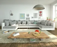 DELIFE Obývací prostor Clovis XL White Light grey Modulární pohovka