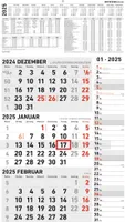 3-Monatskalender Kombi 2025 - Büro-Kalender 33x45 cm (geöffnet) mit Datumsschieber - Zettler - 957-0011